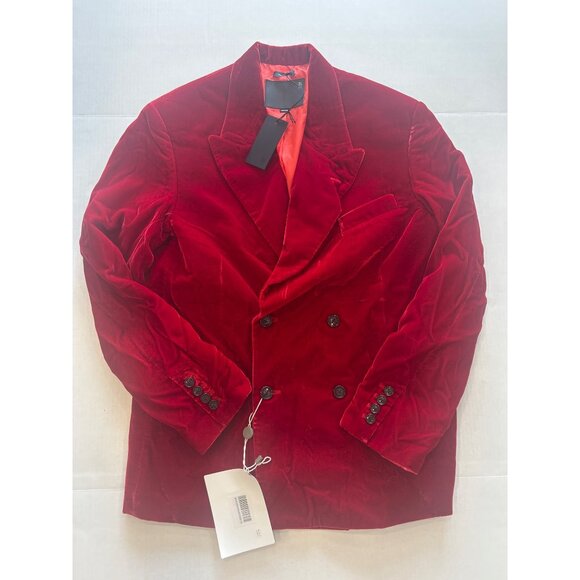 R13 Peak Lapel Ragged Blazer Red Velvet Size Medium NWT $1,295 - Picture 4 of 8